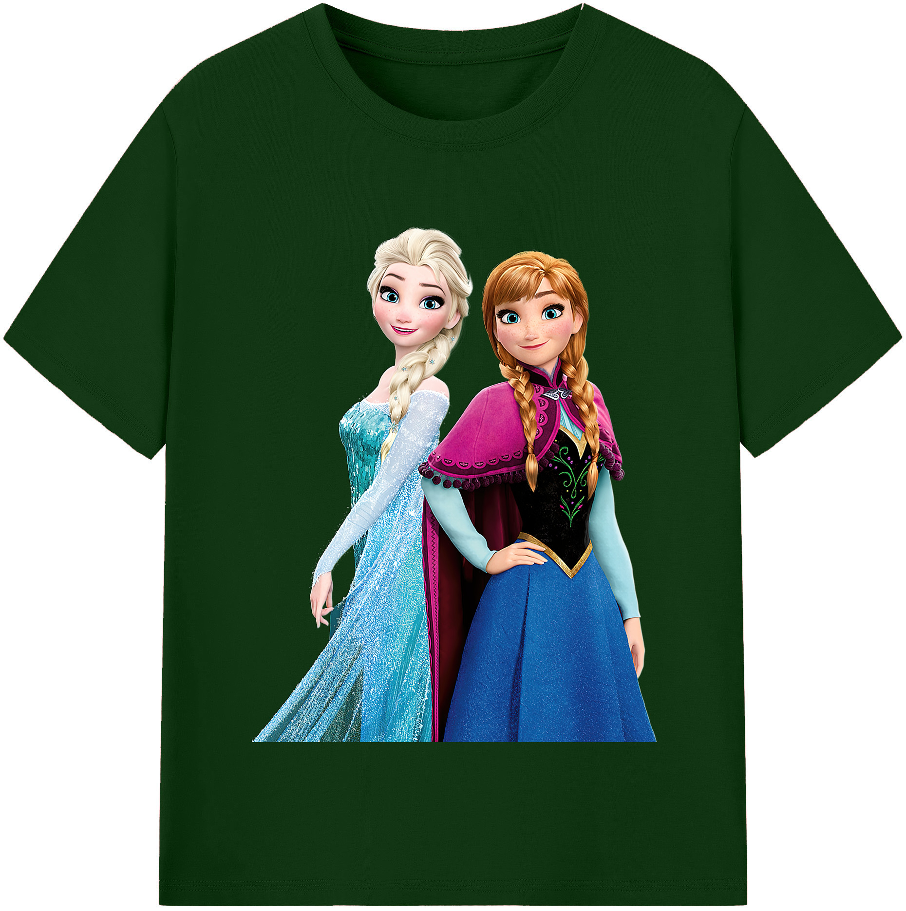 （画像用） アナと雪の女王 アンナ エルサ Frozen Anna Elsa 綿100％半袖Tシャツ（フロントプリント）
